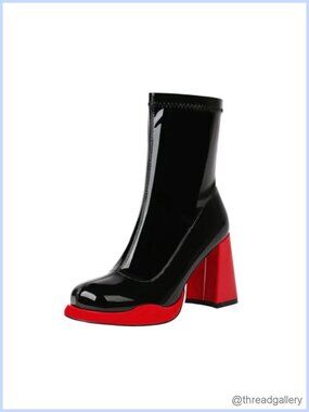 Women's Mid Calf Gogo Boots Square Toe Chunky Block Heel Side Zipper Party Dance